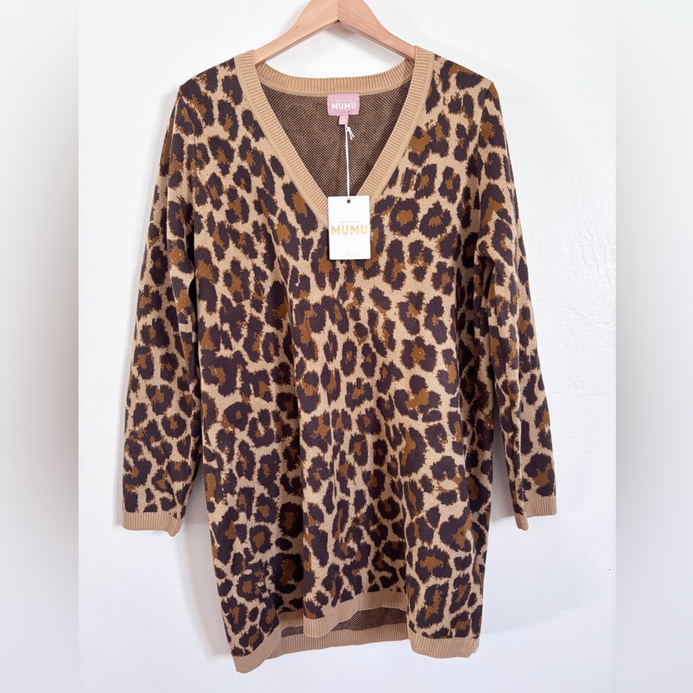 Show me your mumu Hartford sweater dress leopard size large - Picture 2 of 7